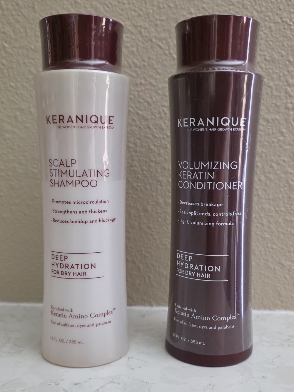 NEW Keranique Scalp Stimulating Shampoo & Volumizing Conditioner - Full Size